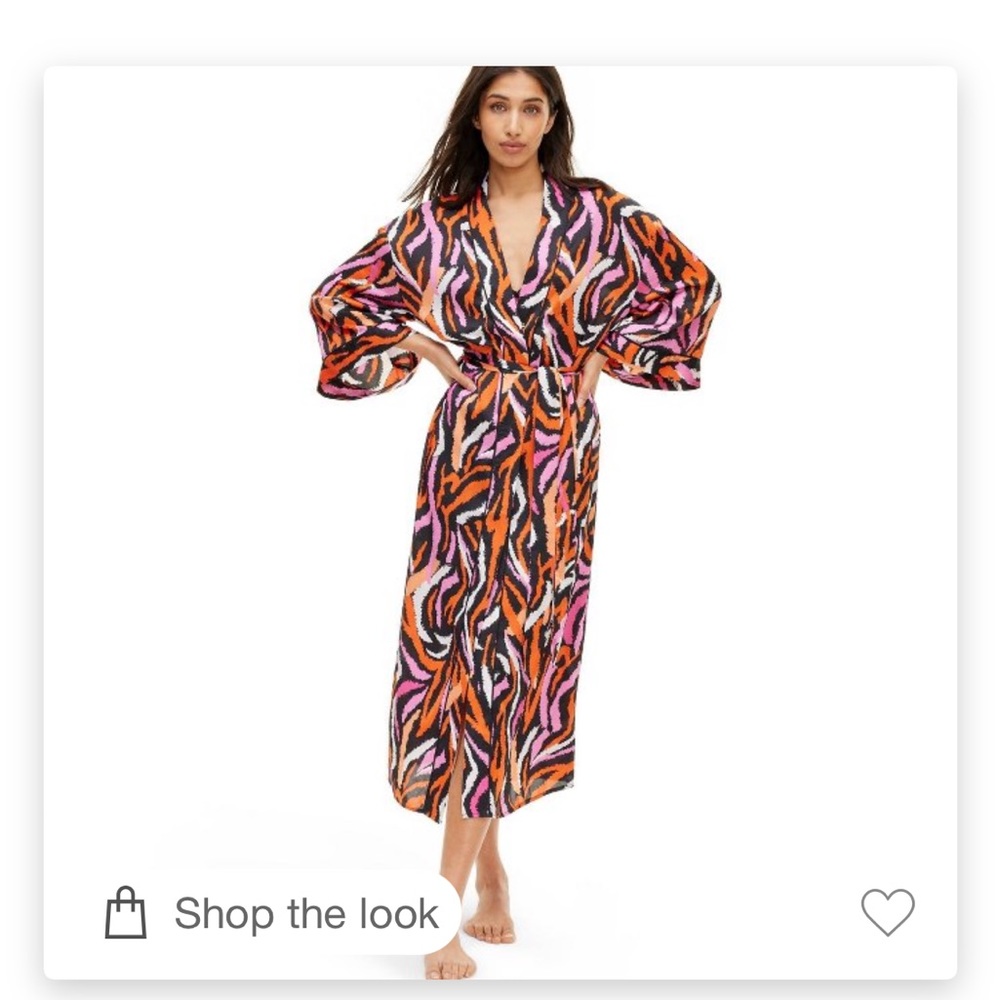 Zebra disco long satin pink orange robe dvf target size S